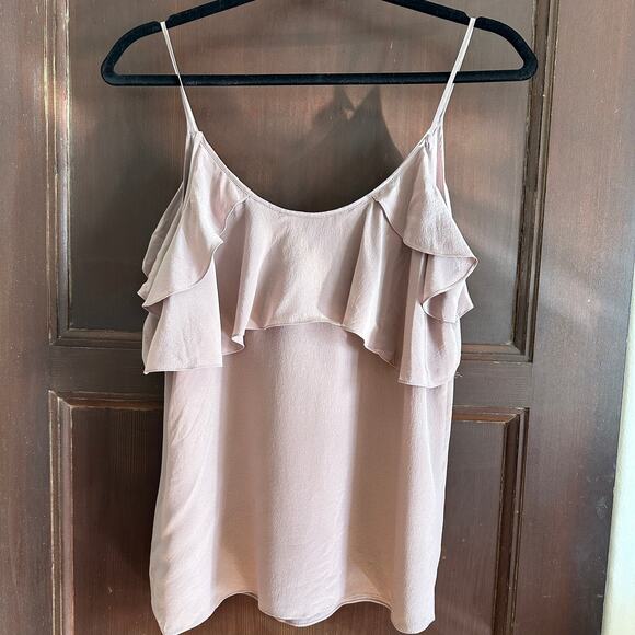REBECCA TAYLOR | Dusty Purple Ruffle Neck Silk Camisole Balletcore| Size 8 - Picture 2 of 6